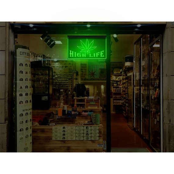 220001 Marijuana Hemp Leaf High Life Fabulous Shop Store Open