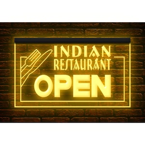 110044 Indian Restaurant Open Food Cafe Decor Display Insegna al neon con luce a LED