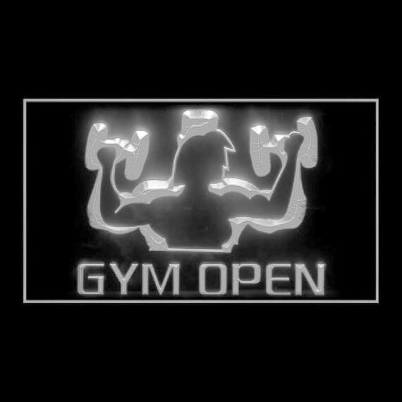 160020 GYM OPEN Muscle Aerobic Men Weight-lifting Coach Display LED Light Sign