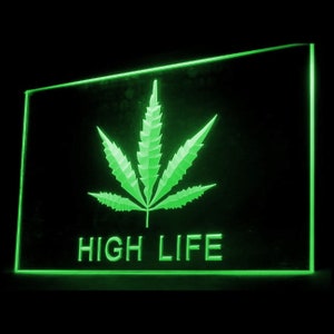 220008 Marihuana Hemp Leaf High Life fabulosa tienda Pantalla abierta Luz LED Letrero de neón