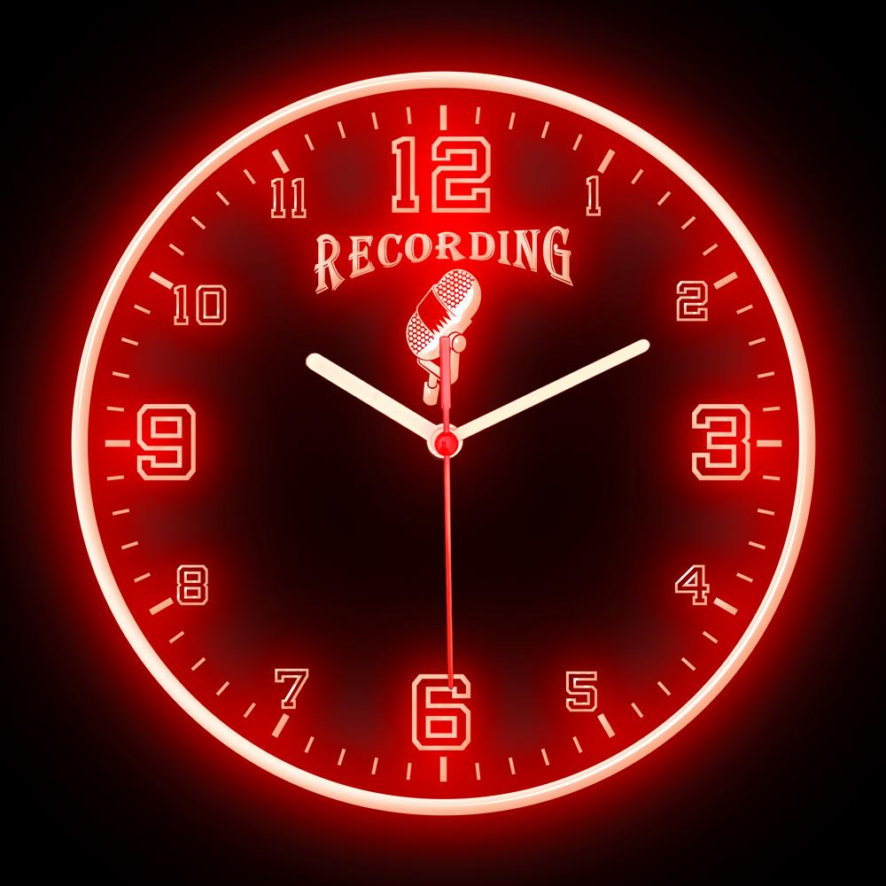 25ck1301 Recording On Air Studio Audio Music Live Band Room Wall Home Decor Colorful LED Flexible Flex Neon Clock 10"