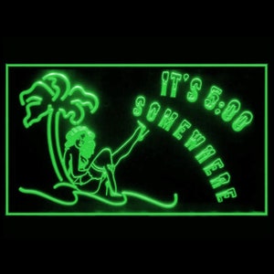 170189 Het is ergens 5 uur Happy Hour Beer Bar Pub Home Decor Open Display LED Light Neon Sign