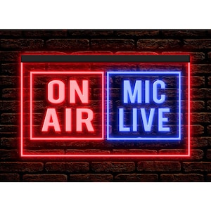 On Air Mic Live LED Neon Sign: Studio Audio Recording Decor Light Dual Colors