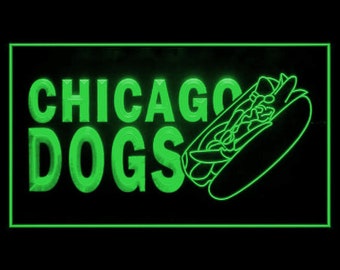 110185 Chicago Hot Dog Fast Food Shop Store Open Decor Display LED Light Neon Sign