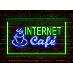 DC130014 OPEN Internet Cafe Bar Shop Restaurant Display LED Night Light Neon Sign Dual Color