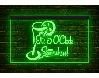 170034 It's 5 O'Clock Somewhere Bar Beer Pub Restaurant Happy Hour Open Home Decor Display LED Night Light Neon Sign