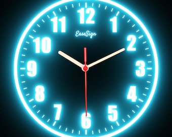25ck0010 EaseSign Home Decor Living Room Colorful LED Flexible Flex Neon Wall Clock 7 Different Colors Available 10&quot;