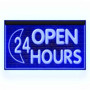 120014 OPEN 24 HOURS Business Shop Cafe Restaurant Store Display LED Light Neon Sign