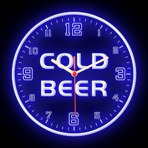 25ck1347 Cold Beer Bar Pub Man Cave Wall Home Decor Colorful LED Flexible Flex Neon Clock 10&quot;