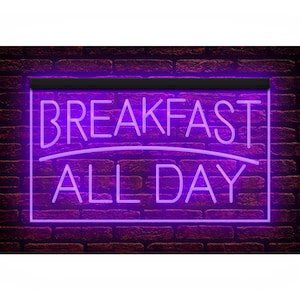 110097 Breakfast All Day Cafe Shop Restaurant Open Decor Display LED Light Neon Sign