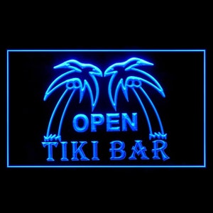 170010 OTWARTY Tiki Bar Pub Plam Tree Club Man Cave Wystrój domu Wyświetlacz LED Światło nocne Neon Znak