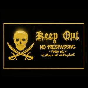 120080 Pirates Only Keep Out No Trespassing Warning Caution Home Bar Decor Display LED Light Neon Sign