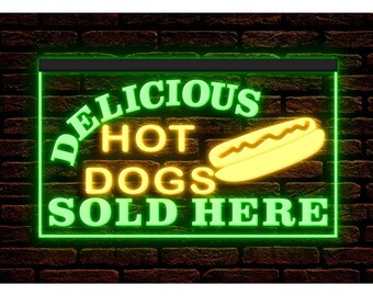 Hot Dog Sold Here LED Neon Sign, Fast Food Decor Illuminated