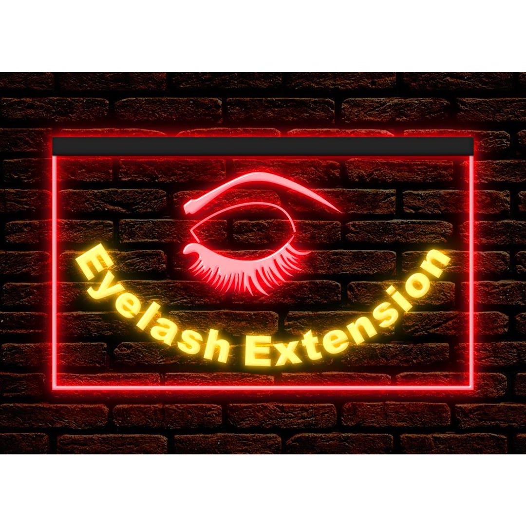 Eyelash Extension LED Neon Sign, Eye Beauty Salon Display Dual Colors ...