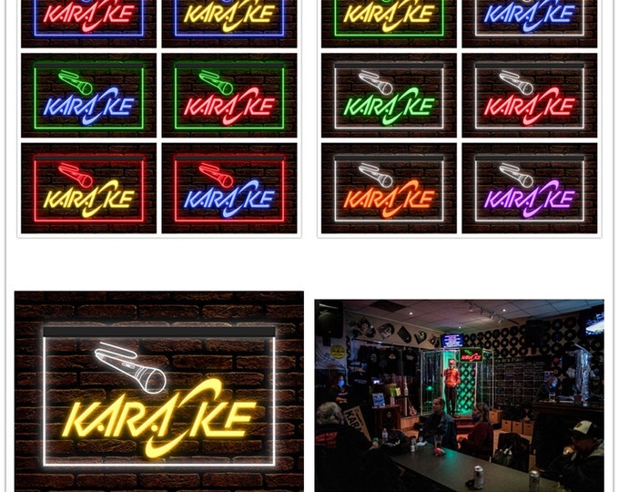 DC140003 Karaoke Pub Bar Lounge Home Decor Display LED Night Light Neon Sign Dual Color