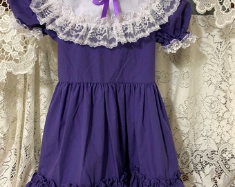 Lid'l Dolly's Purple Girls 6~Vintage Dress ~Purple with White Lace.