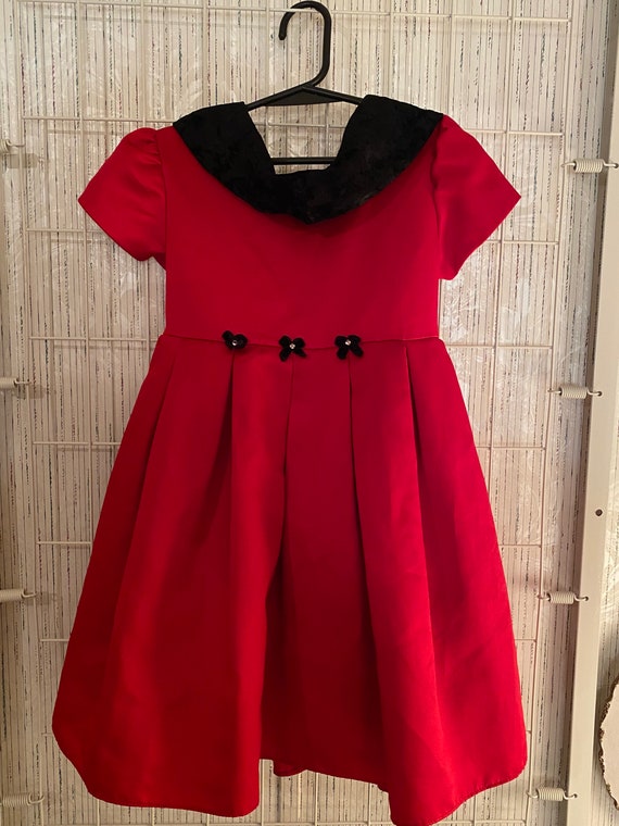 Vintage Girls Dress Size 5 ~ Red & Black - image 1