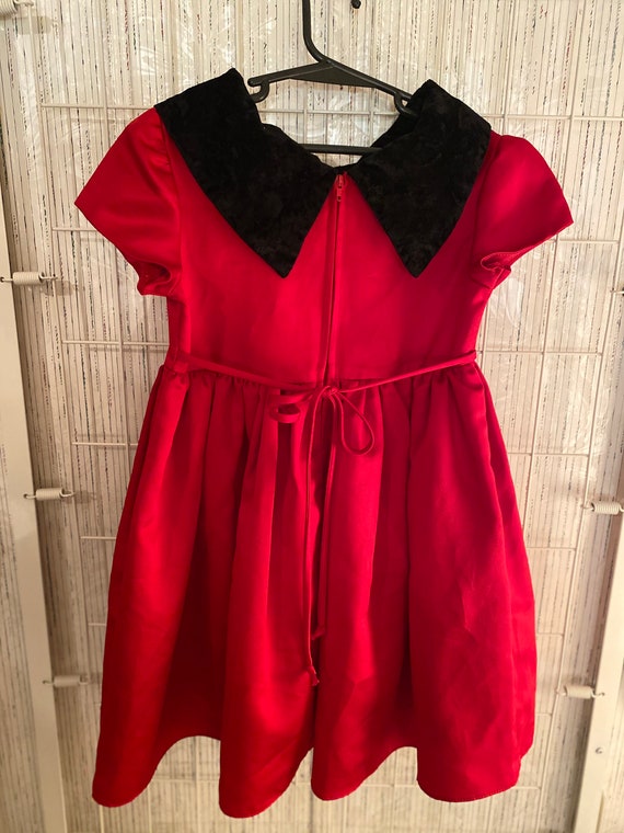 Vintage Girls Dress Size 5 ~ Red & Black - image 2