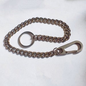 Corrente de carteira de titânio 100% sólido de 9,5 mm de largura, corrente de bolso para calças antirroubo, corrente para calças masculinas, nunca enferruja e super leve