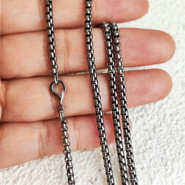 Collar de titanio hipoalergénico: cadena de perlas de metal de 3 mm, seguro para la piel.