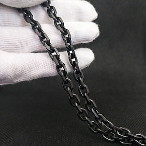 Titan Herren & Damen 7,0 mm breit schwarz gefärbte industrielle Stil Vintage schwarze O-förmige reine Titan-Brutalist-Kette