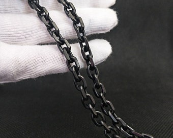 Black Titanium Brutalist Chain: Industrial Style O-Link, Allergy Free