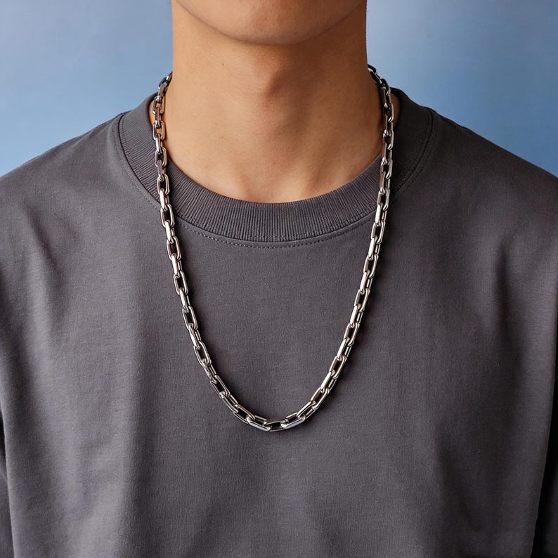 8mm Solid Titanium Elongated Cable Chain Necklace Eternal Jewelry Gift for Him image 7