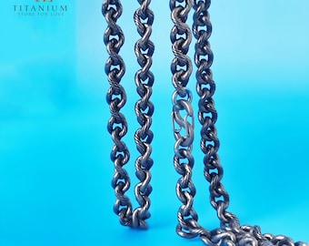 Vintage Industrial Titanium Knot Necklace - 5mm Twisted Chain