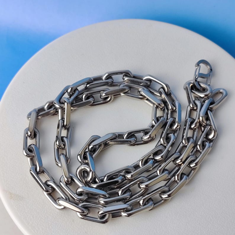 8mm Solid Titanium Elongated Cable Chain Necklace Eternal Jewelry Gift for Him image 12