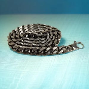 10,5 mm breed gestonewashte ketting van puur titanium, diamantgeslepen ketting, titanium metalen band