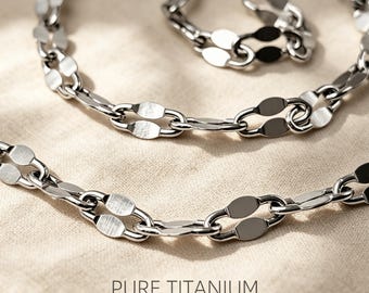 Pure Titanium Lip Chain, Layering Necklace Bracelet, Anti Tarnish Silver Jewelry