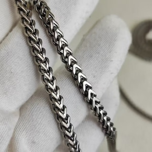 4MM Titanium Wheat Chain Necklace: Lightweight Braided Spica Design