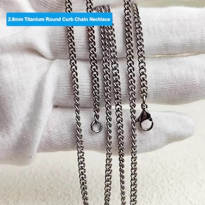 Cadena de eslabones redondos de titanio ultraligera de 2,8 mm | Hipoalergénica y resistente a la decoloración | Joyería minimalista para el día a día