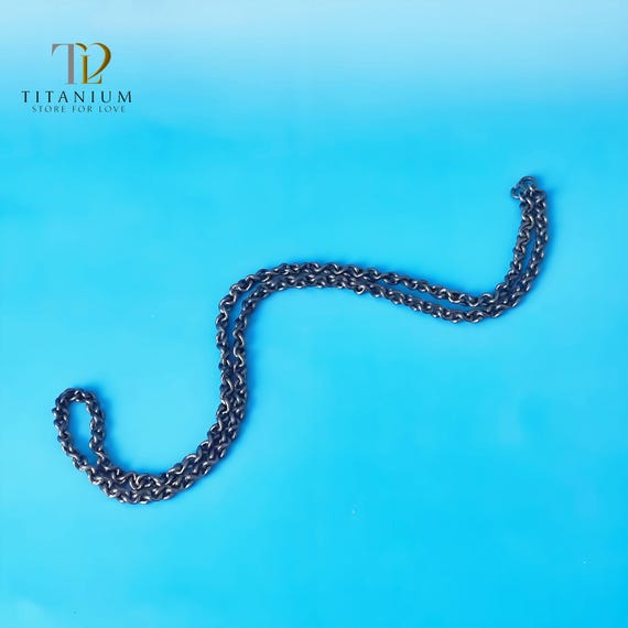 Vintage Industrial Titanium Necklace 5mm Twisted Knot Chain