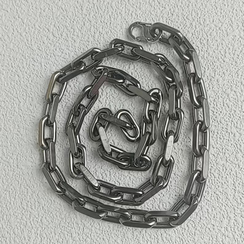 8mm Solid Titanium Elongated Cable Chain Necklace Eternal Jewelry Gift for Him image 10