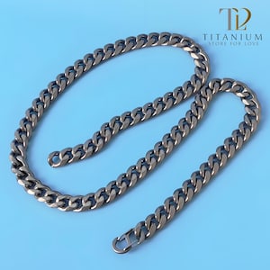 Diamond Cut Titanium Curb Chain Necklace - Stonewashed Unisex Jewelry