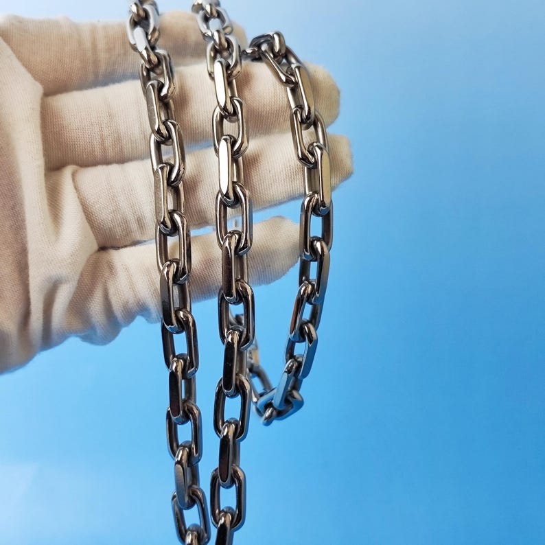 8mm Solid Titanium Elongated Cable Chain Necklace Eternal Jewelry Gift for Him image 4