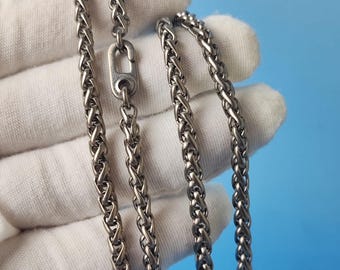 4mm Titanium Wheat Chain Necklace: Lightweight Hypoallergenic Spiga Chain