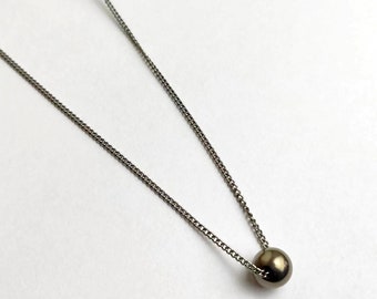 1.8mm Pure Titanium Round Curb Chain Necklace With 10MM Titanium Bead Pendant for Men & Women