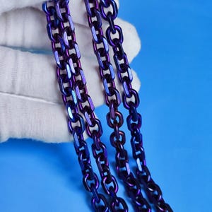 Handmade Purple Anodized Pure Titanium Necklace (38~70cm) | Bracelet (16~25cm): Strong, Unisex Gift