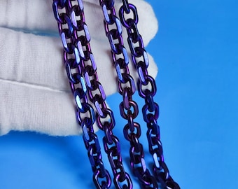 Handmade Purple Anodized Pure Titanium Necklace (38~70cm) | Bracelet (16~25cm): Strong, Unisex Gift