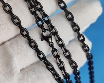 Black Pure Titanium Diamond Cut O-Chain 4.0mm | Unisex Hypoallergenic Necklace | Sweat & Chlorine Resistant