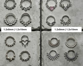 Titanium ASTM F136 CZ Nose Hoop Ring • 16G Septum Clicker (8mm/10mm)