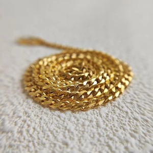 3.9 mm Pure Titanium Cuban Chain｜ Hypoallergenic Gold Plated Necklace｜ Diamond Cut Shine