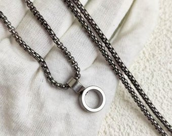 Pure Titanium Box Chain Necklace: Swivel Ring Pendant, Hypoallergenic Jewelry