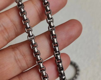 Minimalist Titanium Box Chain｜4mm Pure Titanium Couple Necklaces ｜Hypoallergenic Love Gift｜365-Day Wear