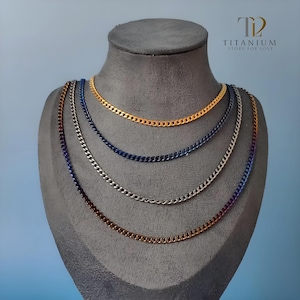 Titanium Cuban Link Necklace: 3.5mm Lightweight Hypoallergenic Chain