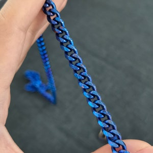 7.0 Wide Pure Titanium Ice Crystal Blue Color Supper Lightweight Featured Necklaces