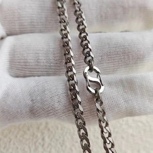 Pure Titanium Chain 4.1 MM Width Diamond Cut Curb Chain Necklace