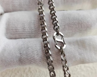 Cadena de titanio puro Collar de cadena curva con corte de diamante de 4,1 mm de ancho